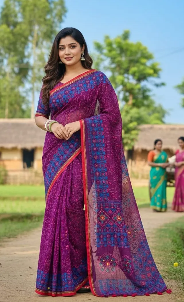 Lightweight Tangail Silk Saree for Daily and Festive Wear