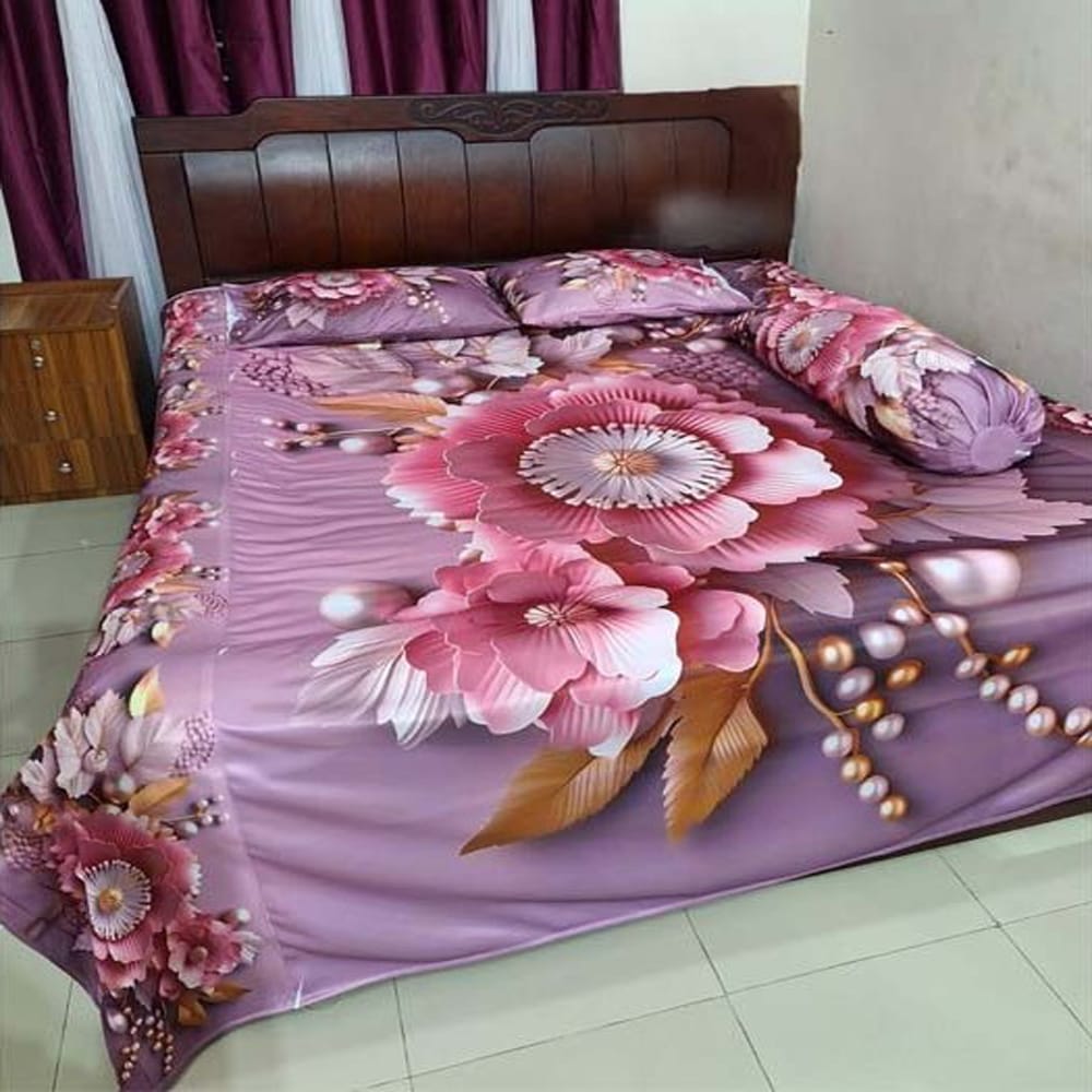 ওয়াটারপ্রুফ 3D ডিজাইন বেডশিট কিং সাইজ (7.8ft/6.8ft)