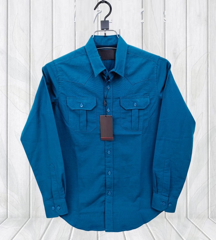 Men's Lap Seam Double Pocket Oxford Cotton Shirt for Summer