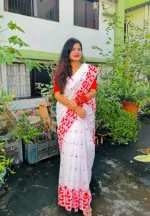 মেয়েদের হাফ সিল্ক ব্লক প্রিন্ট শাড়ি, 12 হাত, 4 রং