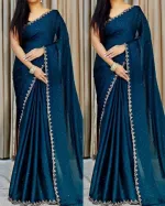 Embroidered Georgette Party Saree with Stone Work and Blouse