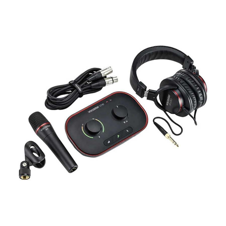 Focusrite Vocaster One Studio with DM1 Mic and HP60v Headphones