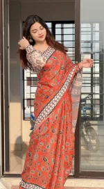 Orpita Silk Digital Print Saree with Matching Blouse, 12.5 Haath