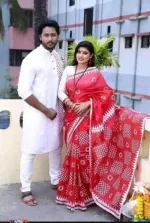 Dhupian Silk Panjabi and Half Silk Saree Set for Couples