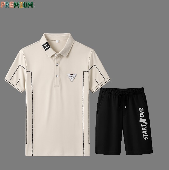 Men's Pure Cotton Polo Shirt and Half Pant Combo, 200 GSM