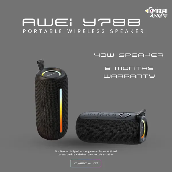 Awei Y788 LED ফ্ল্যাশিং সাউন্ডবার ব্লুটুথ স্পিকার