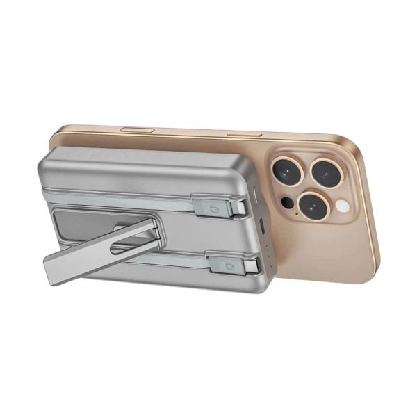 WIWU Elite Wi-P056 ডুয়াল ক্যাবল 10000mAh 15W ম্যাগনেটিক ওয়্যারলেস পাওয়ার ব্যাংক (সিলভার)
