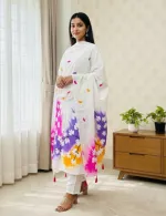আনস্টিচড হ্যান্ড প্রিন্ট থ্রি পিস, 45 ইঞ্চি কামিজ, 90 ইঞ্চি ওড়না