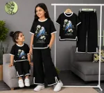 Girls' Butterfly Print Half Sleeve T-Shirt and Pant Set, 160-170 GSM