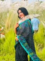 মহিলাদের হাফ সিল্ক স্ক্রিন প্রিন্ট শাড়ি, 12 হাত