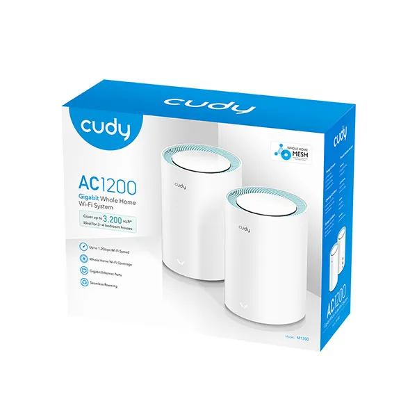 Cudy M1300 AC1200 গিগাবিট হোল হোম মেশ WiFi রাউটার (2 প্যাক)