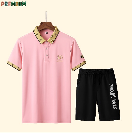 Men's Pure Cotton Polo Shirt and Half Pant Combo, 200 GSM