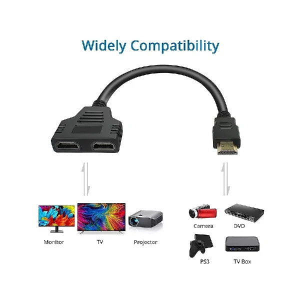 K2 HDMI মেইল টু ডুয়াল HDMI ফিমেল ব্ল্যাক স্প্লিটার