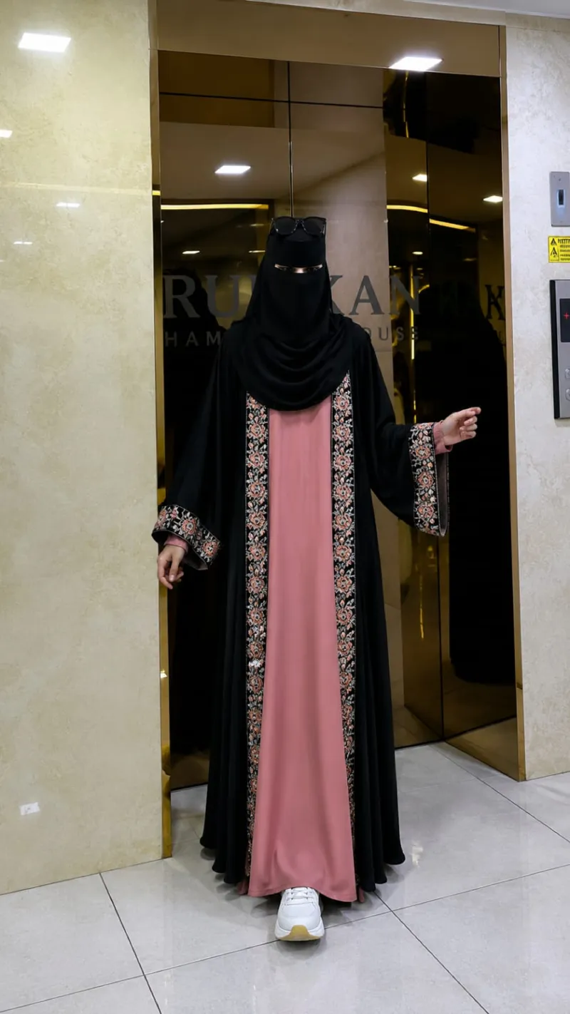 Embroidery Borka with Inner and Hijab, Body 36 to 46