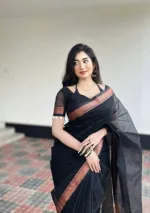 হালকা সুতি নকশী পাড় শাড়ি, ব্লাউজ পিসসহ, 6 রং
