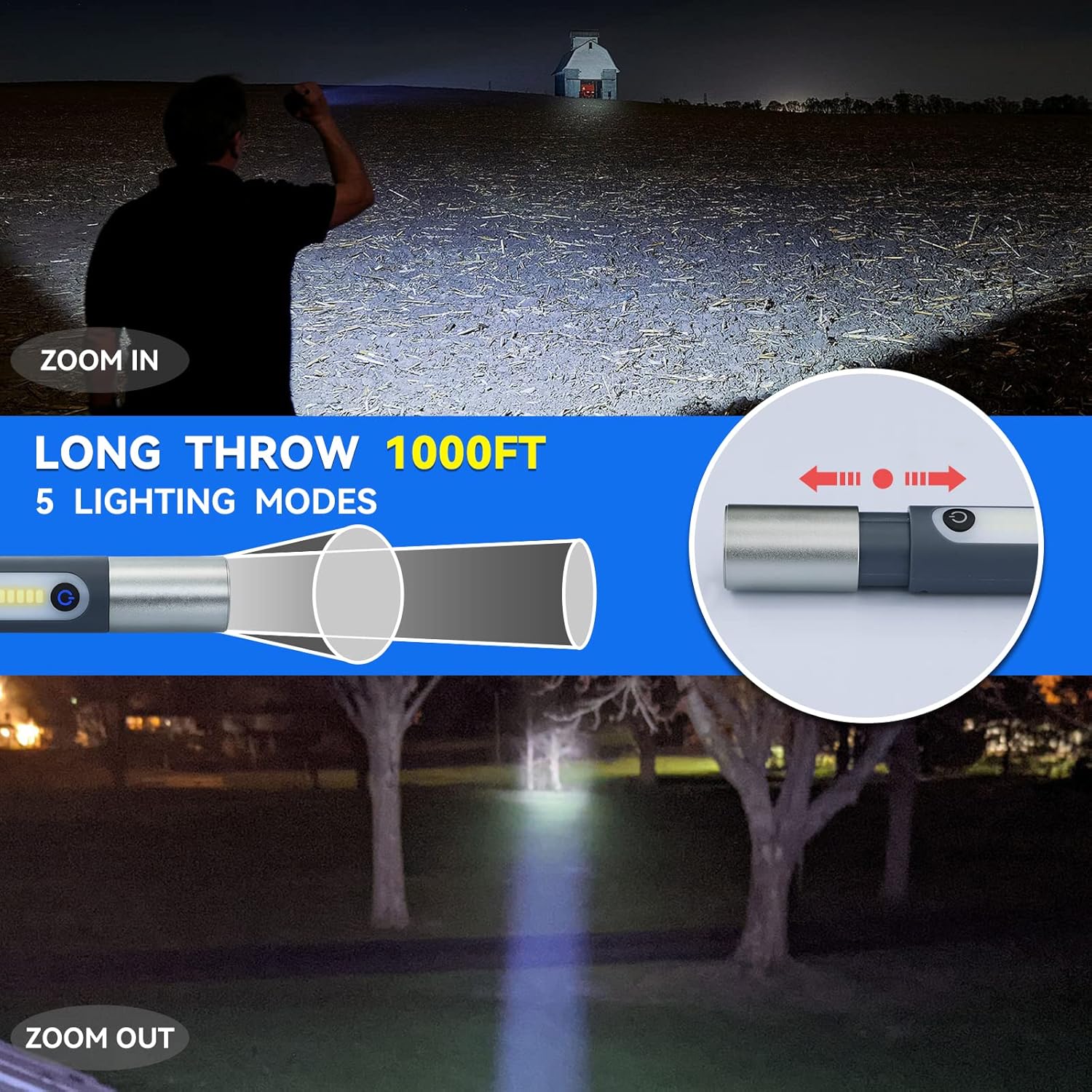ALLYES 2835 LED রিচার্জেবল ফ্ল্যাশলাইট