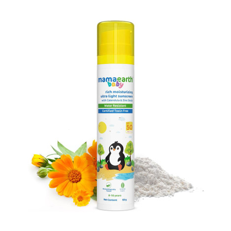 Mamaearth Baby Rich Moisturizing Ultra Light Sunscreen 0-10 Years 50g (India)