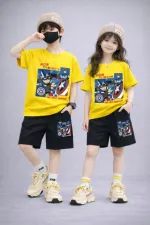 Kids' Drop Shoulder Cotton T-Shirt and Pant Set, 200/220 GSM