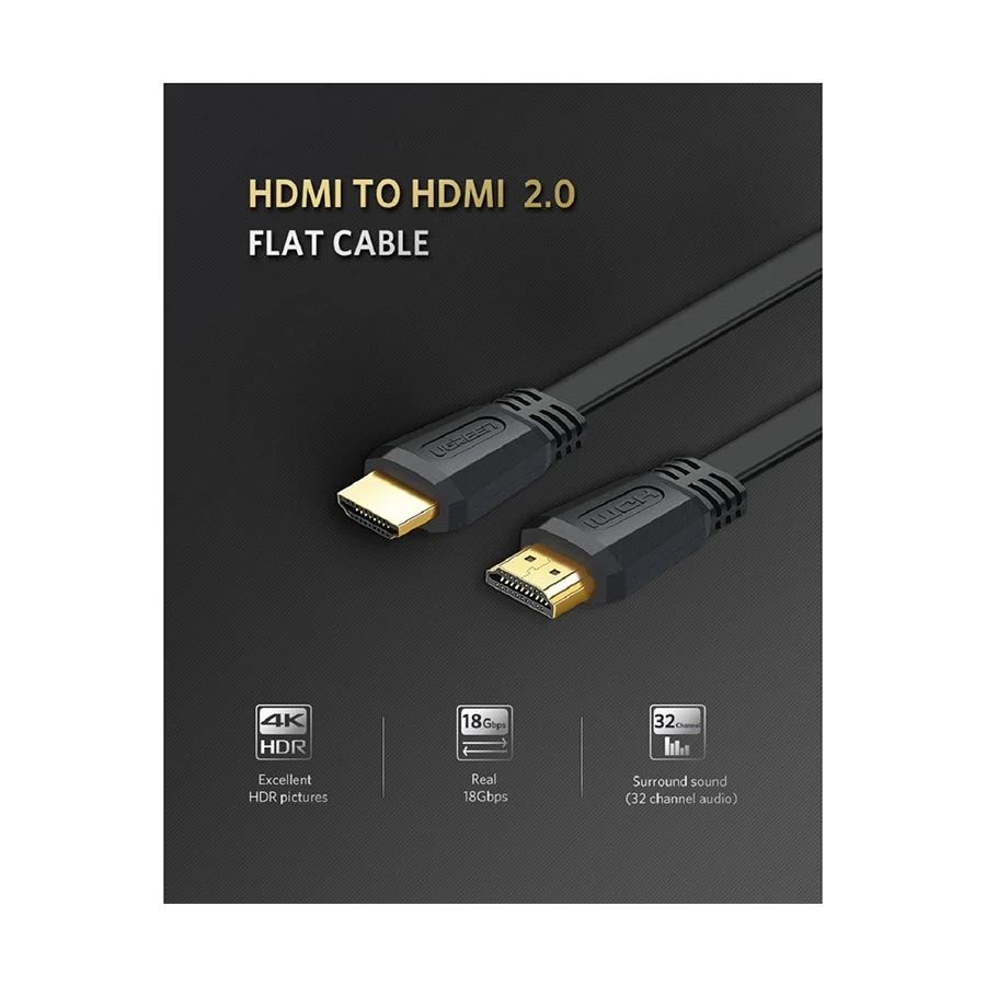 UGREEN DO15 50821 HDMI 2.0 4K Flat Cable, 5 Meter, Black