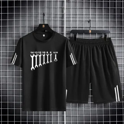 Men's Mesh T-Shirt with Short Pant, 160 GSM Two-Piece, 6 Colours