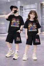 Kids' Drop Shoulder Printed T-Shirt and Pant Set, 2 to 5 Years
