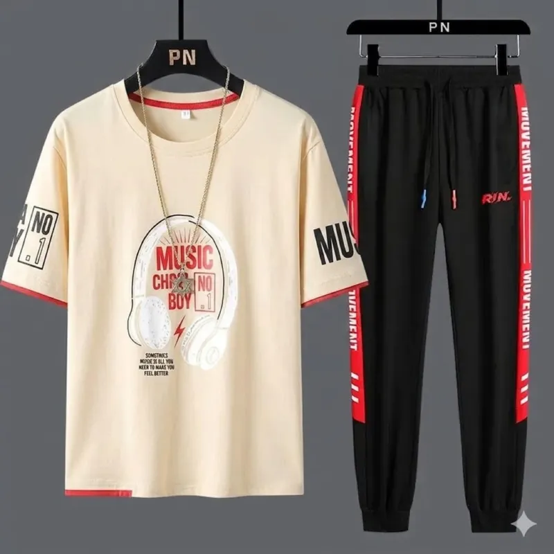 Men's Mesh T-Shirt and Full Pant Set in 4 Colours, Sizes M to XL