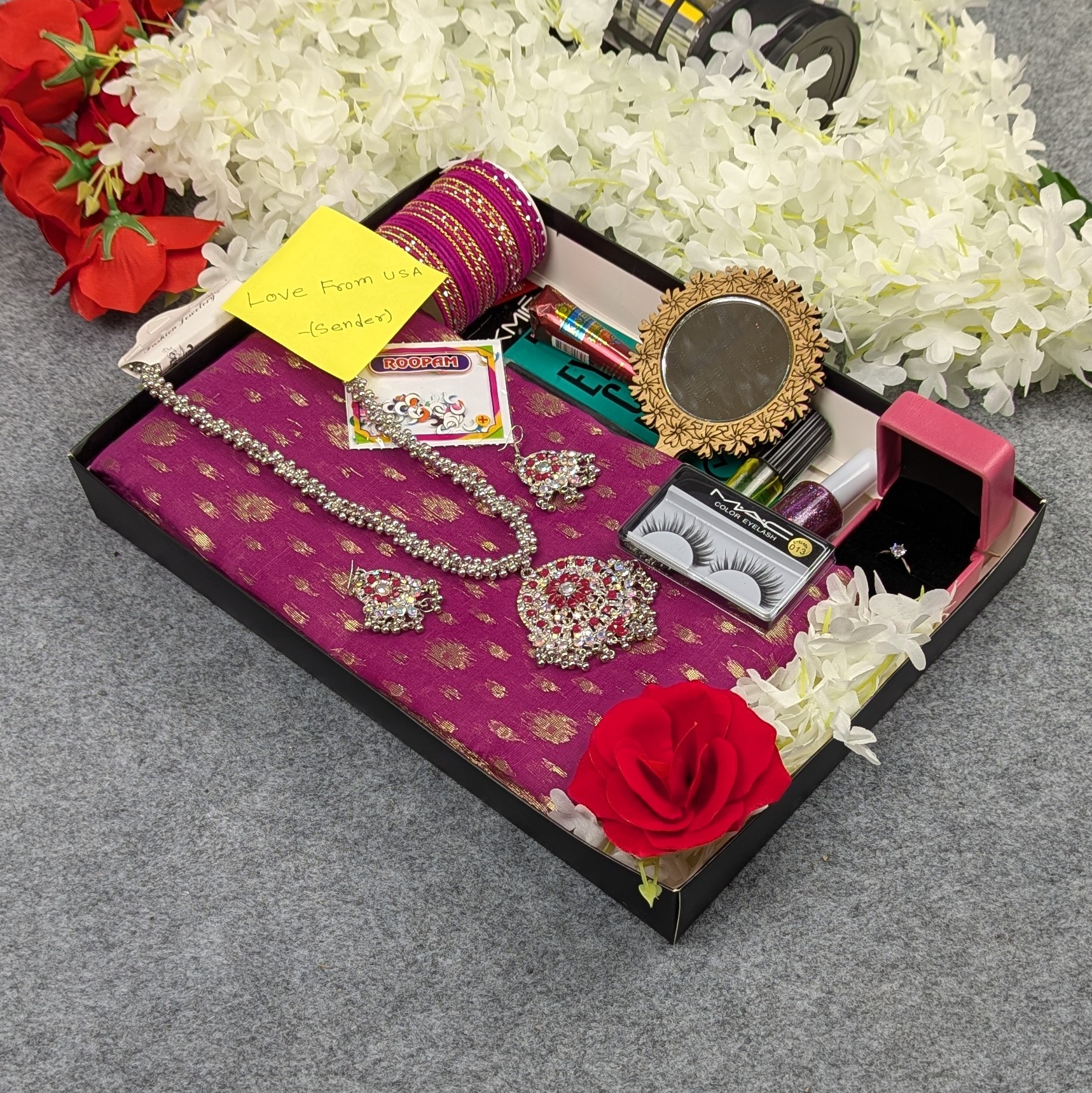 হাফ সিল্ক জামদানি শাড়ি কম্বো সেট - বেগুনি (Purple)