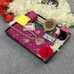 হাফ সিল্ক জামদানি শাড়ি কম্বো সেট - বেগুনি (Purple)