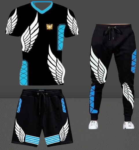 Men's Printed Half Sleeve T-Shirt with Full Pant and Half Pant Combo