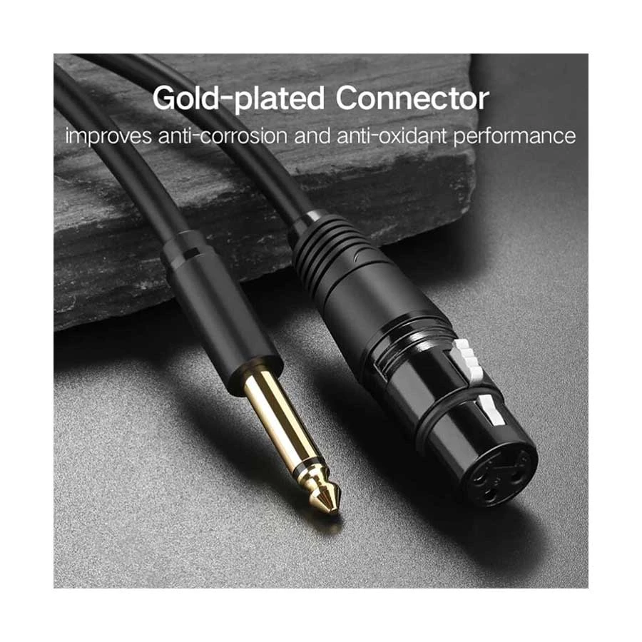 UGREEN AV131 (20719) 6.5mm Male to XLR Female 2 Meter Black Mic Cable