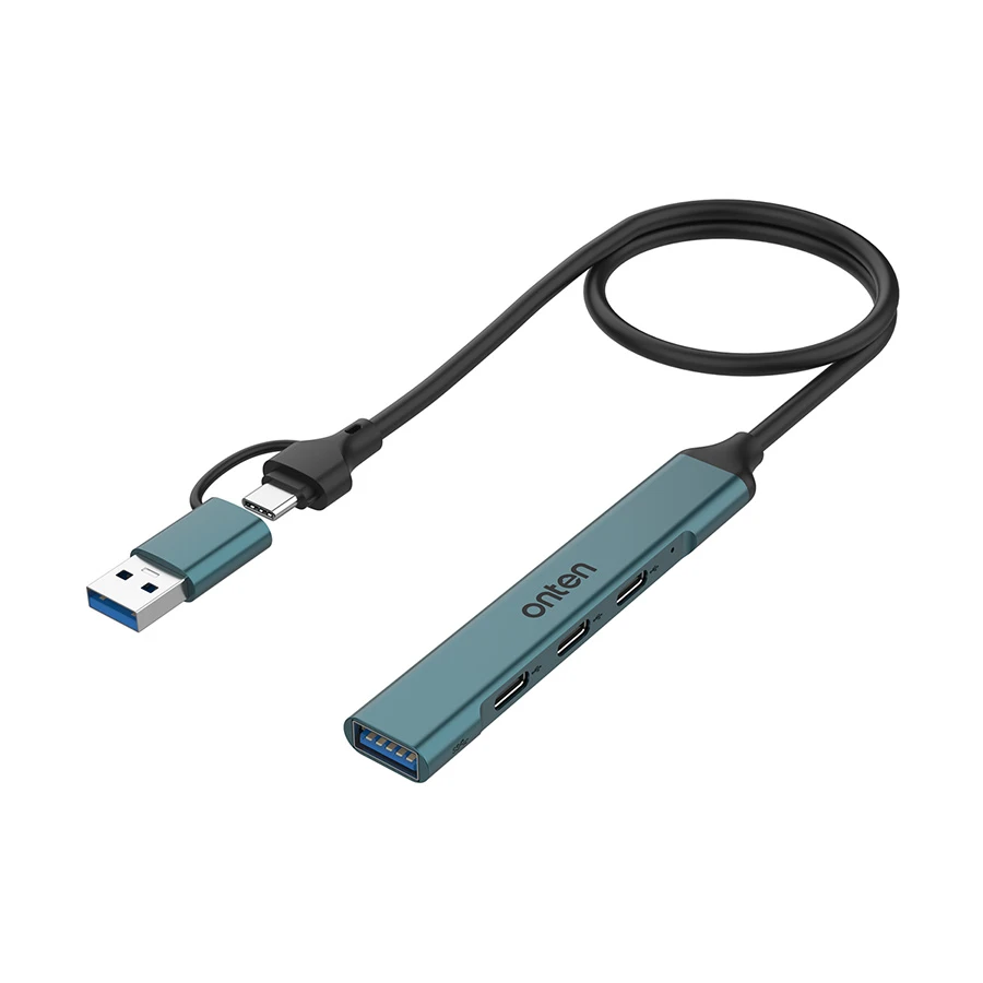 Onten OTN-UCA9703 USB-C & USB to 3 USB-C & USB Hub Crystal Teal