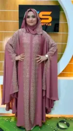 আরাবিয়া ফুল স্টোন ওয়ার্ক বোরকা হিজাবসহ, চেরি কাপড়
