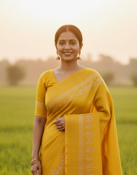 Women's Soft Cotton Summer Saree with Screen Print and Blouse Piece