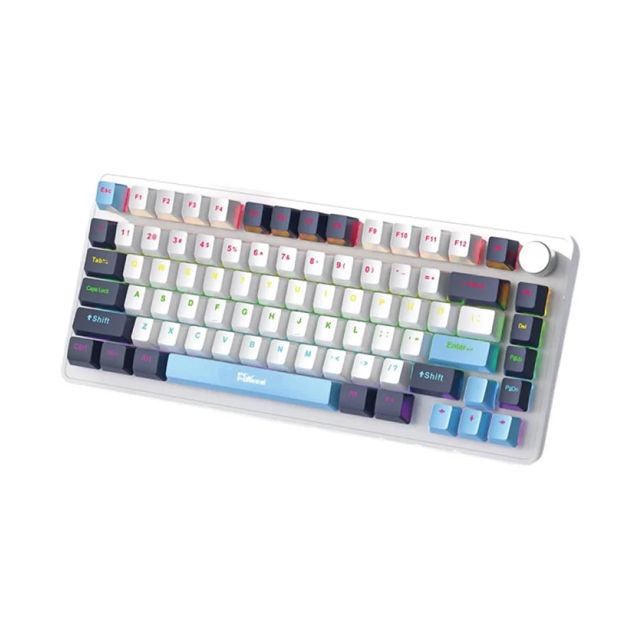 PC Power K82 RGB Red Switch Mechanical Keyboard, White/Dark Blue/Cyan