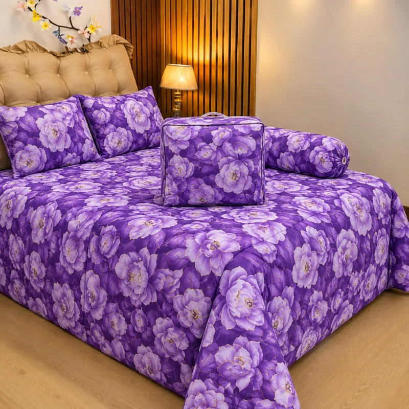 Comforter Bedding Set with Bolster Cover and Bag, Pure Twill Cotton