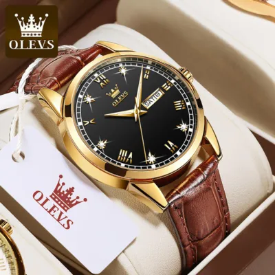 OLEVS 6896 সিম্পল ও মডার্ন হাতঘড়ি (কালো)