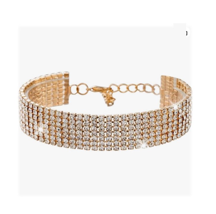YINLI Crystal Rhinestone Adjustable Bangle Bracelet, Gold Plated