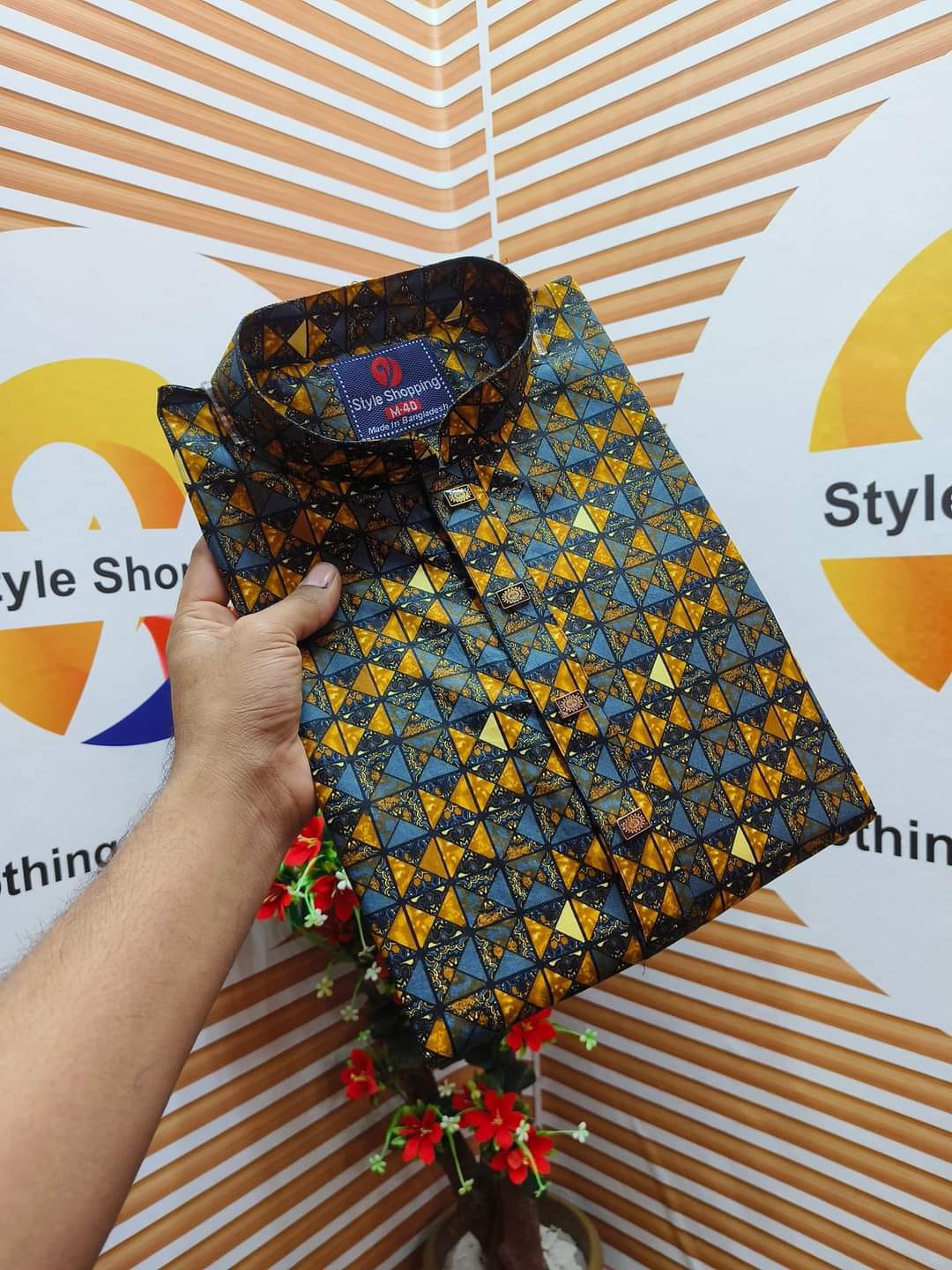 Men's Snap Button Cotton Panjabi with Digital Print, M to XL