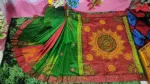 Dhupian Silk Embroidery Saree with Block Print in 6 Colours