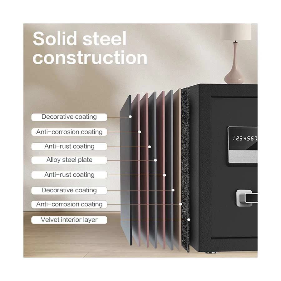 Deli ET622 Black Digital Safe Box Locker Vault (Key & Password)
