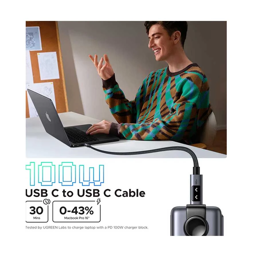 UGREEN Uno L509 35512 100W USB-C to USB-C 2 Meter Black Cable