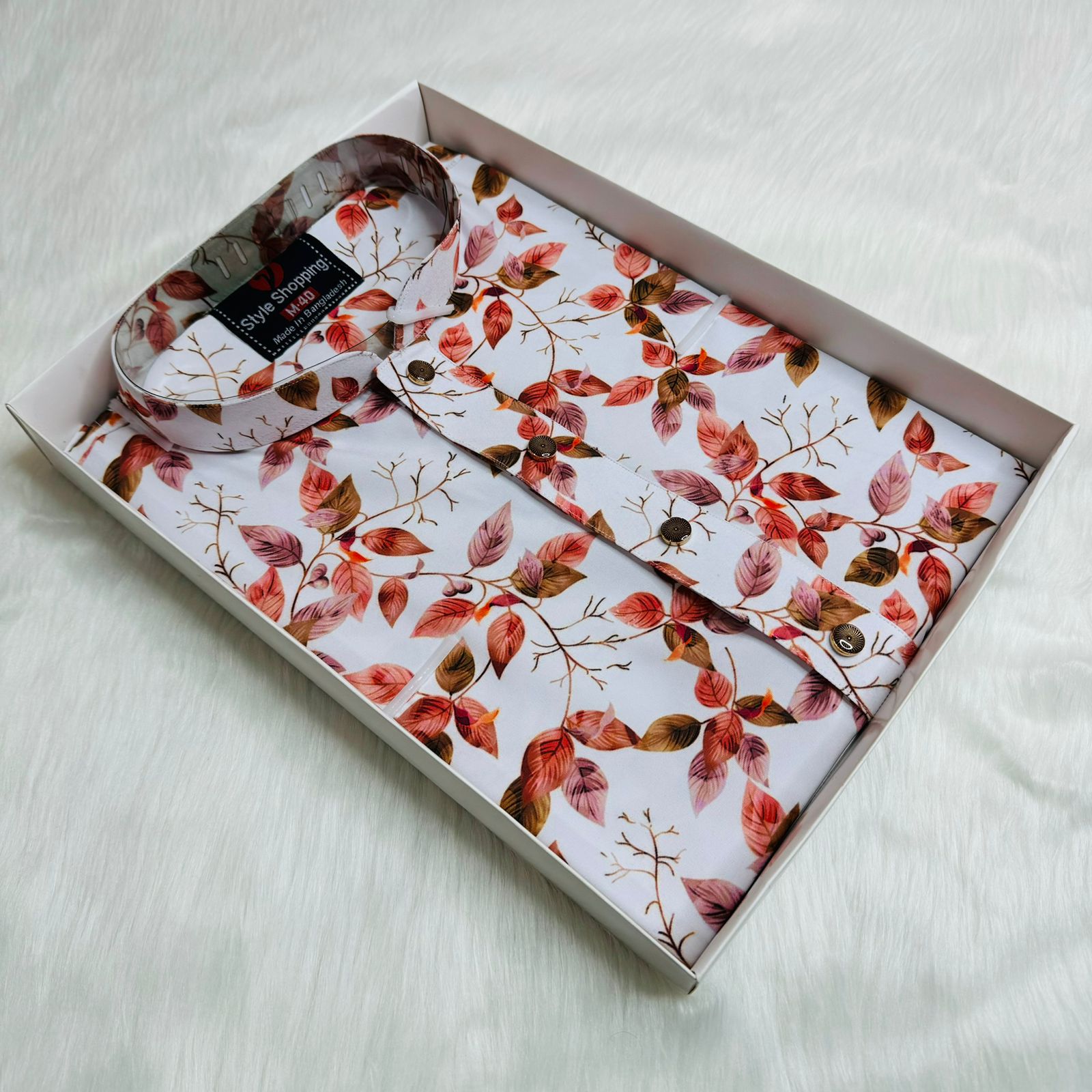 Men's Digital Print Panjabi with Snap Buttons, Single Colour