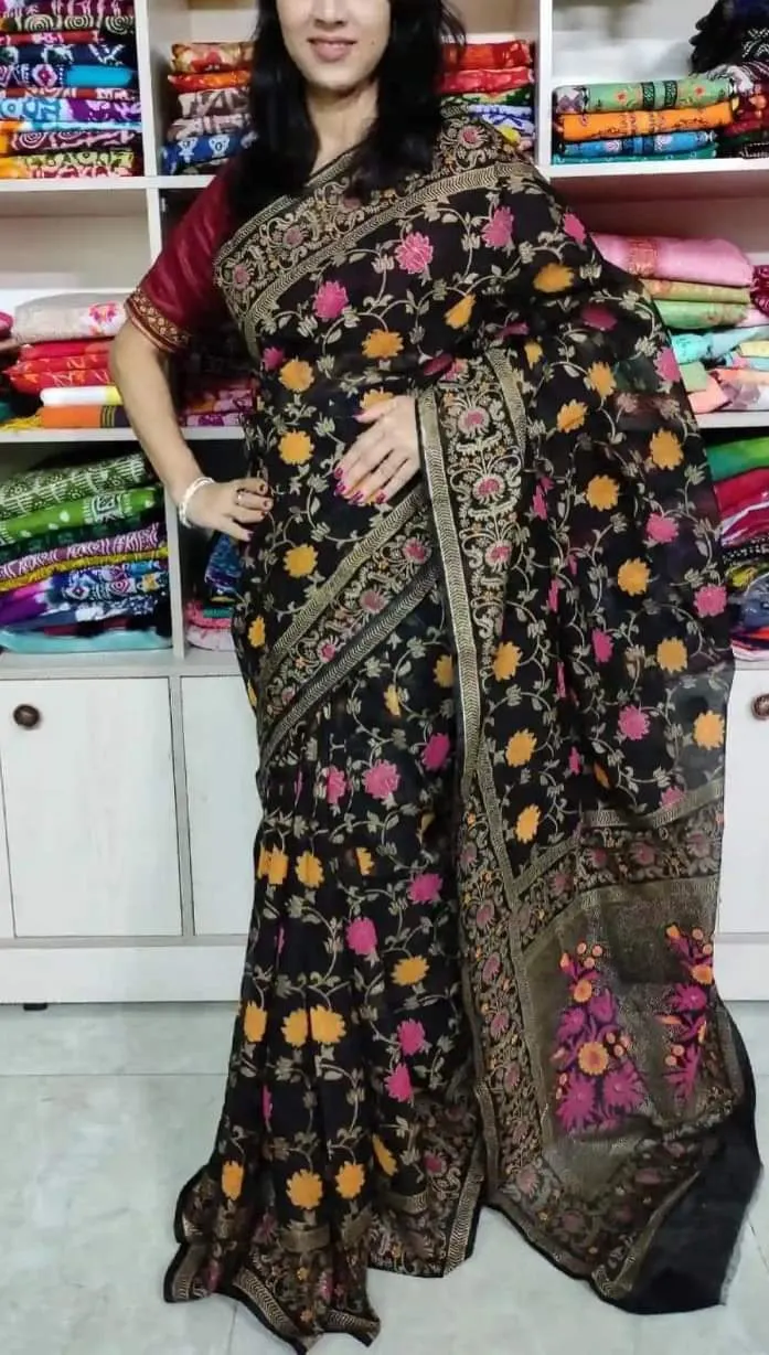 Screen Printed Half Silk Saree for Women, 12 Haath, 6 Colours