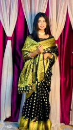 জরি সুতার কাজের সিল্ক কাতান বেনারসি শাড়ি, 5 রং