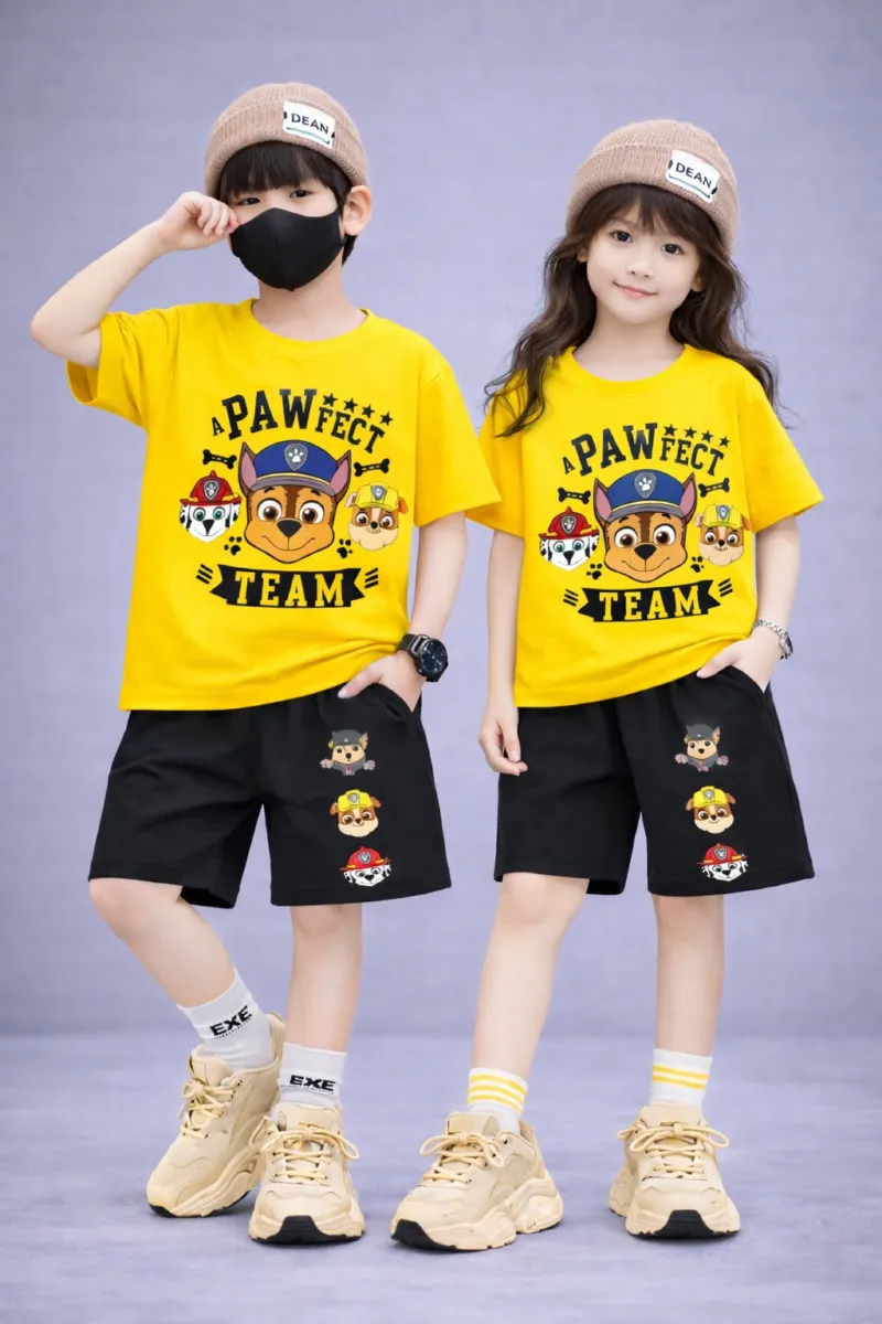 Kids' 200 GSM Drop Shoulder Tee and Pant Set, Sizes 2-3Y and 4-5Y