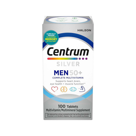 Centrum Silver Men 50 Plus Complete Multivitamin Multimineral Supplement 100 Tablets (Canada)