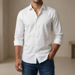 চায়না মাইক্রো স্টিগ শার্ট (ফরমাল / ক্যাজুয়াল) – সাদা