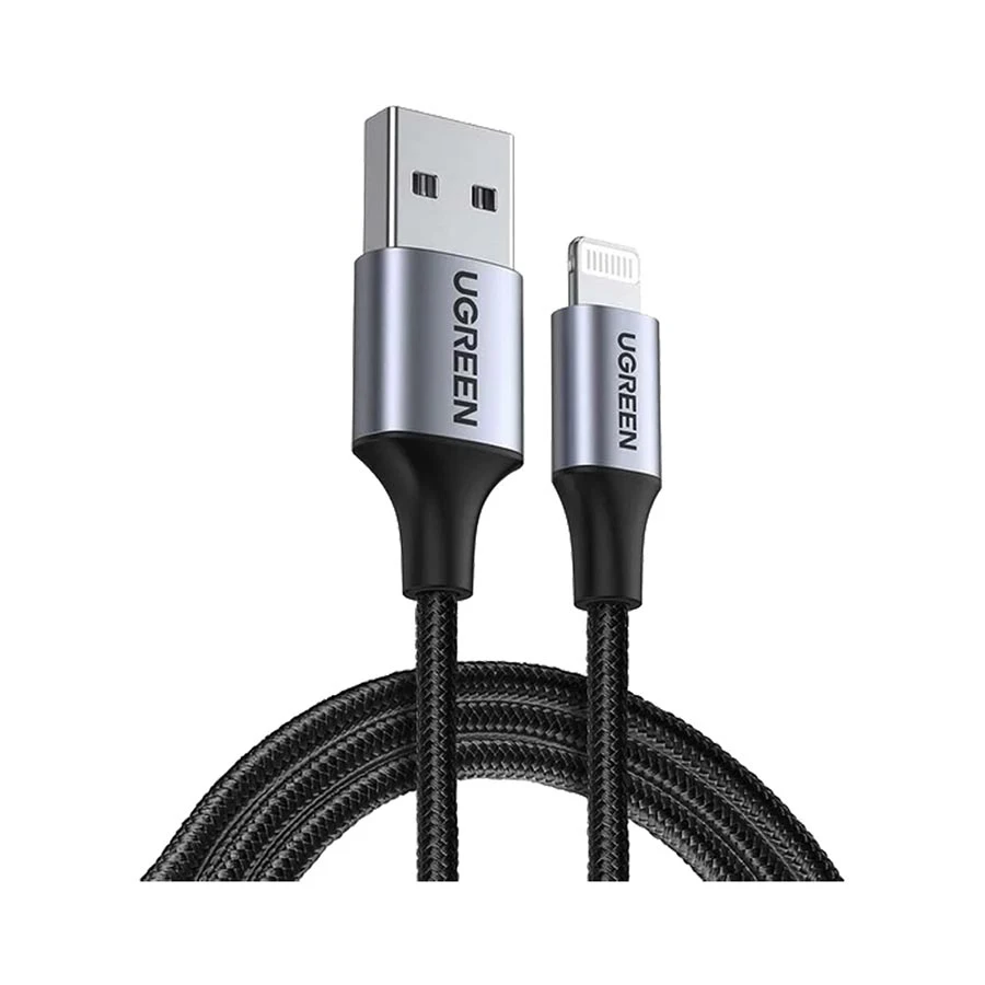 UGREEN US199 60156 USB-A to Lightning 1 Meter Black Braided Cable