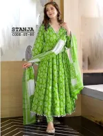 Women's Printed Linen Three Piece with Butterfly Salwar