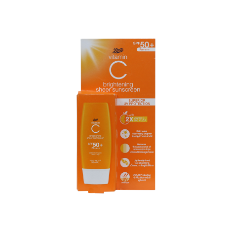 বুটস ভিটামিন সি ব্রাইটেনিং শিয়ার সানস্ক্রিন SPF50 ৩০মিলি (Thailand)